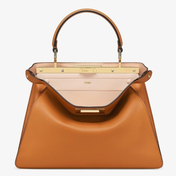 Boutique Quality || Fendi Peekaboo ISeeU Medium Bag In Brown Calfskin