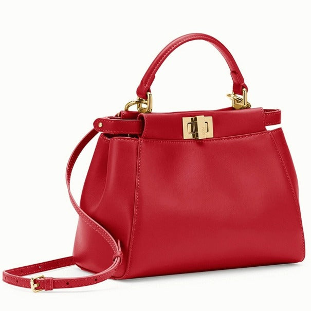 Boutique Quality || Fendi Peekaboo Mini Bag In Red Nappa Leather
