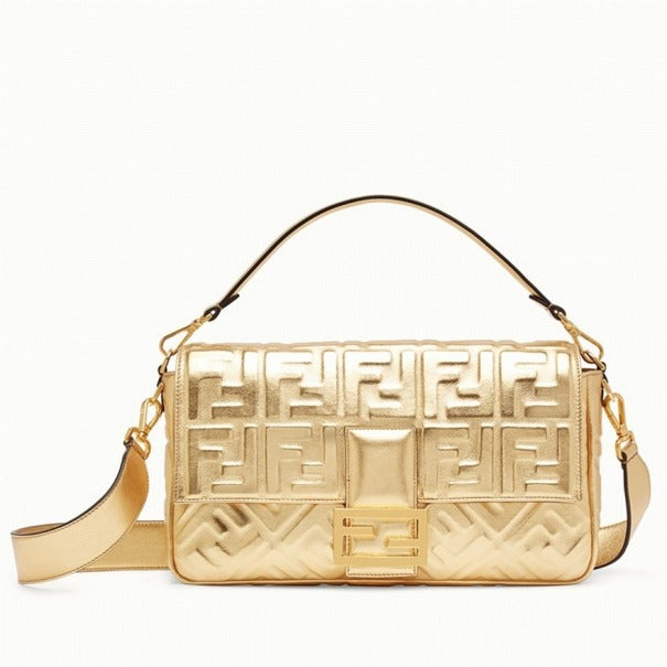 Boutique Quality || Fendi Large Baguette Bag In Gold FF