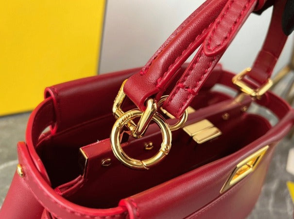 Boutique Quality || Fendi Peekaboo Mini Bag In Red Nappa Leather
