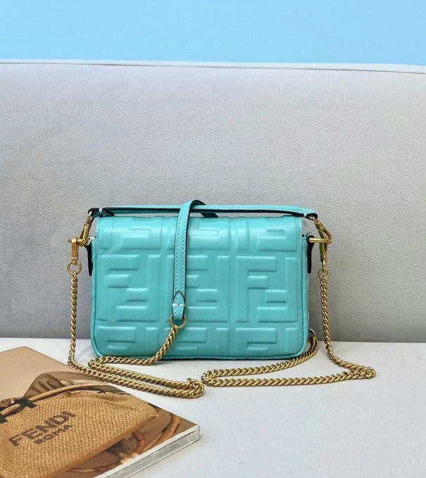 Boutique Quality || Fendi Small Baguette Bag In Blue FF