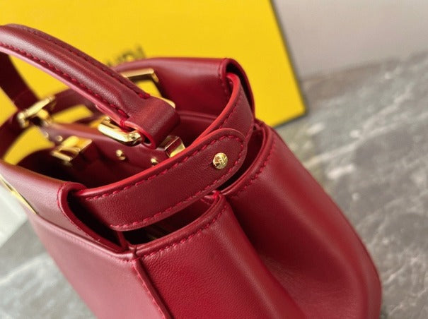 Boutique Quality || Fendi Peekaboo Mini Bag In Red Nappa Leather