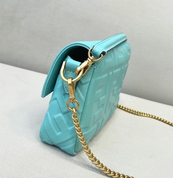 Boutique Quality || Fendi Small Baguette Bag In Blue FF