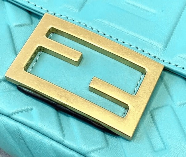 Boutique Quality || Fendi Small Baguette Bag In Blue FF