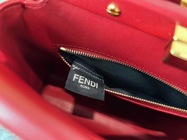 Boutique Quality || Fendi Peekaboo Mini Bag In Red Nappa Leather