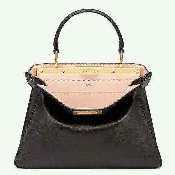 Boutique Quality || Fendi Peekaboo ISeeU Medium Bag In Black Calfskin