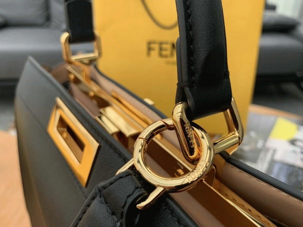 Boutique Quality || Fendi Peekaboo ISeeU Medium Bag In Black Calfskin