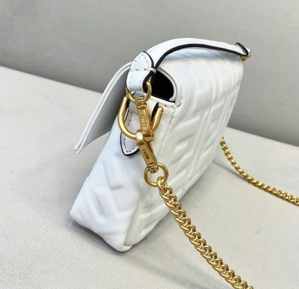 Boutique Quality || Fendi Small Baguette Bag In White FF