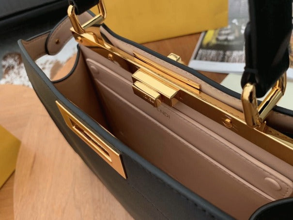 Boutique Quality || Fendi Peekaboo ISeeU Medium Bag In Black Calfskin