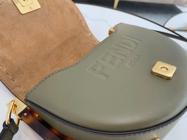 Boutique Quality || Fendi Moonlight Saddle Bag In Green Calfskin