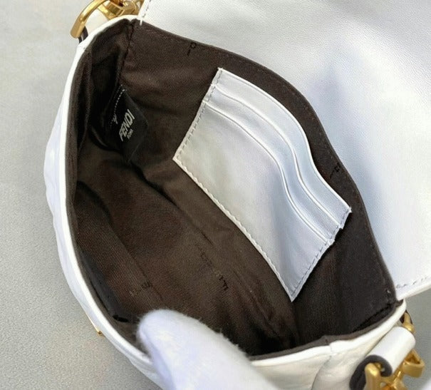 Boutique Quality || Fendi Small Baguette Bag In White FF