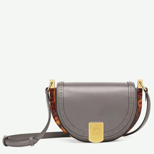 Boutique Quality || Fendi Moonlight Saddle Bag In Grey Calfskin