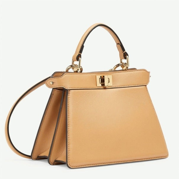 Boutique Quality || Fendi Peekaboo ISeeU Petite Bag In Beige Nappa Leather