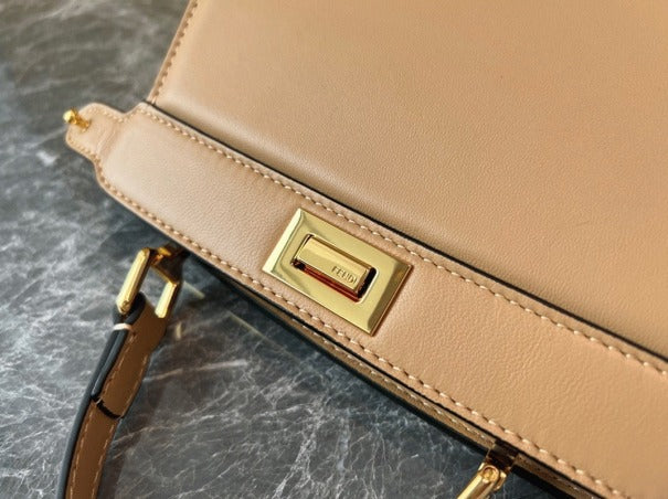 Boutique Quality || Fendi Peekaboo ISeeU Petite Bag In Beige Nappa Leather