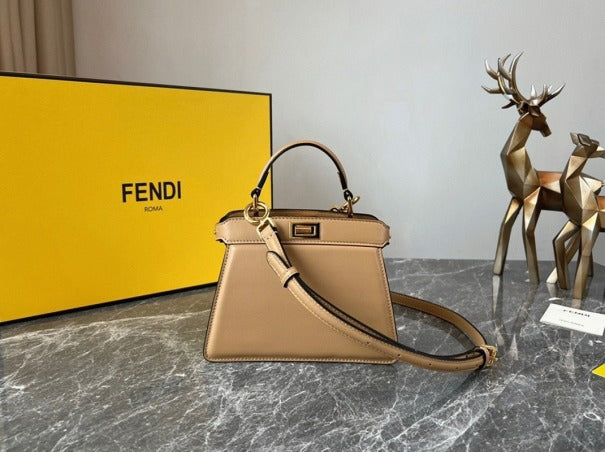 Boutique Quality || Fendi Peekaboo ISeeU Petite Bag In Beige Nappa Leather