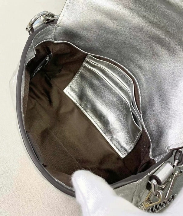 Boutique Quality || Fendi Small Baguette Bag In Silver FF