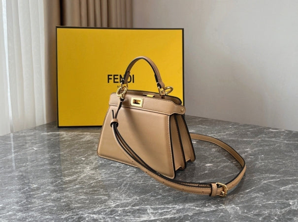 Boutique Quality || Fendi Peekaboo ISeeU Petite Bag In Beige Nappa Leather
