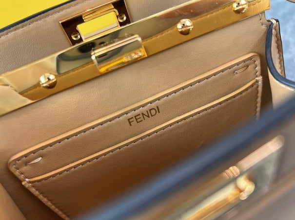 Boutique Quality || Fendi Peekaboo ISeeU Petite Bag In Beige Nappa Leather