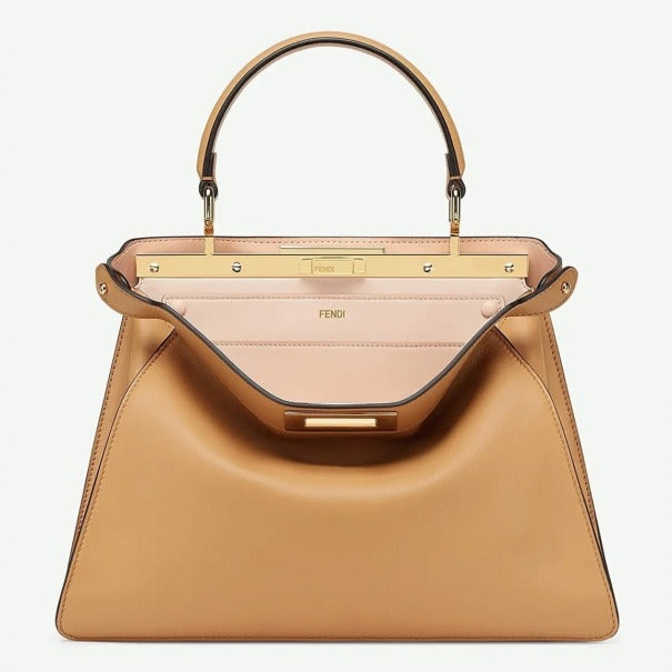Boutique Quality || Fendi Peekaboo ISeeU Medium Bag In Beige Calfskin