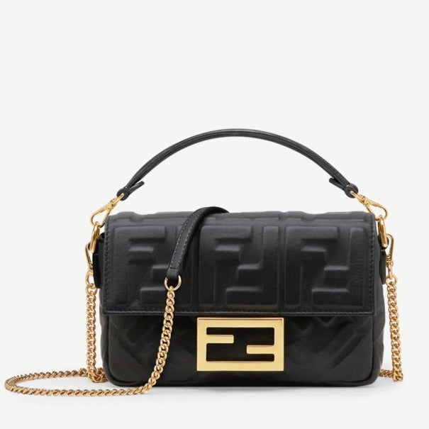 Boutique Quality || Fendi Small Baguette Bag In Black FF