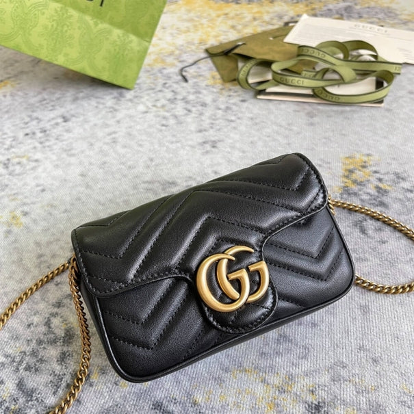 Boutique Quality || 476433 || GG Marmont Matelasse Leather Super Mini Bag