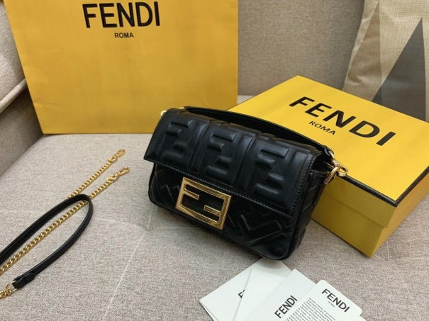 Boutique Quality || Fendi Small Baguette Bag In Black FF