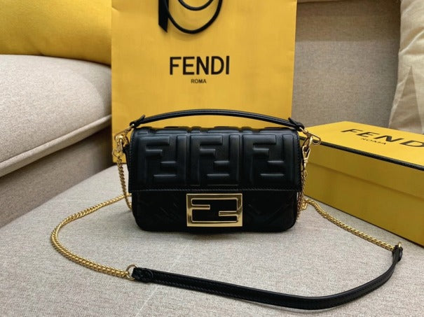 Boutique Quality || Fendi Small Baguette Bag In Black FF