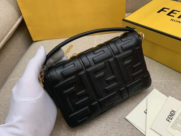 Boutique Quality || Fendi Small Baguette Bag In Black FF