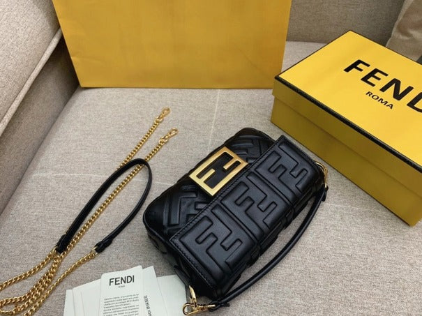 Boutique Quality || Fendi Small Baguette Bag In Black FF