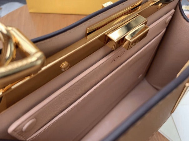 Boutique Quality || Fendi Peekaboo ISeeU Medium Bag In Beige Calfskin