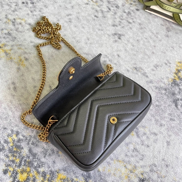 Boutique Quality || 476433 || GG Marmont Matelasse Leather Super Mini Bag