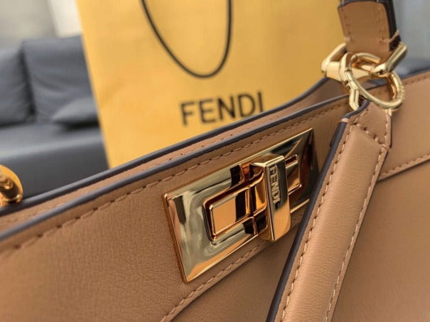 Boutique Quality || Fendi Peekaboo ISeeU Medium Bag In Beige Calfskin