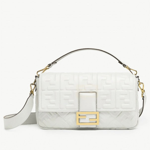 Boutique Quality || Fendi Large Baguette Bag In White FF