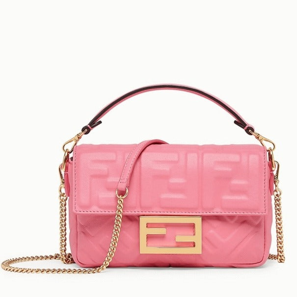 Boutique Quality || Fendi Small Baguette Bag In Pink FF
