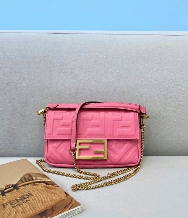 Boutique Quality || Fendi Small Baguette Bag In Pink FF