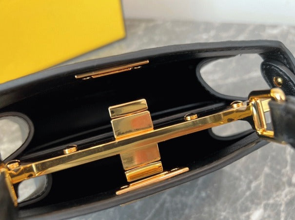 Boutique Quality || Fendi Peekaboo ISeeU Petite Bag In Black Nappa Leather