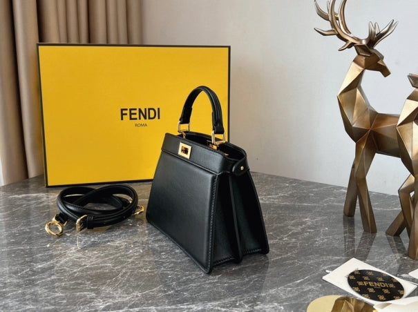 Boutique Quality || Fendi Peekaboo ISeeU Petite Bag In Black Nappa Leather