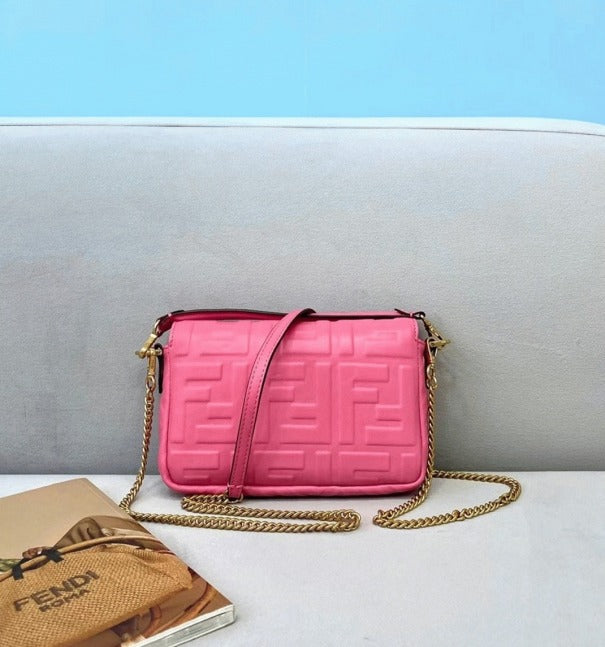 Boutique Quality || Fendi Small Baguette Bag In Pink FF