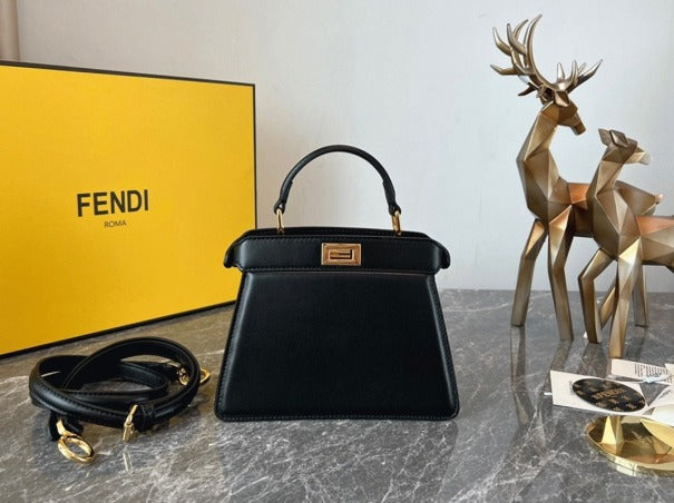 Boutique Quality || Fendi Peekaboo ISeeU Petite Bag In Black Nappa Leather