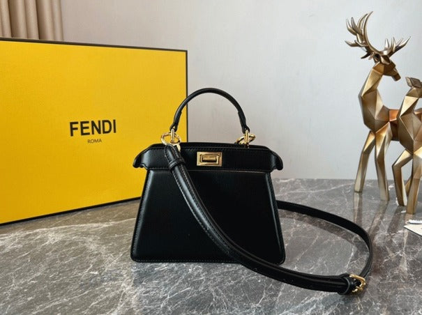Boutique Quality || Fendi Peekaboo ISeeU Petite Bag In Black Nappa Leather