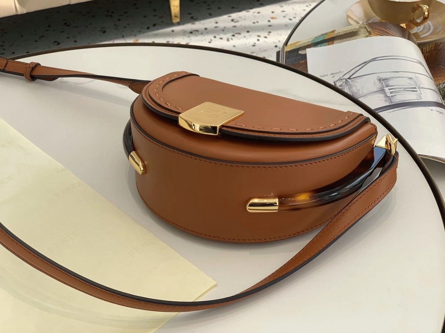 Boutique Quality || Fendi Moonlight Saddle Bag In Brown Calfskin