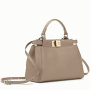 Boutique Quality || Fendi Peekaboo Mini Bag In Dove Grey Nappa Leather