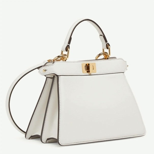 Boutique Quality || Fendi Peekaboo ISeeU Petite Bag In White Nappa Leather