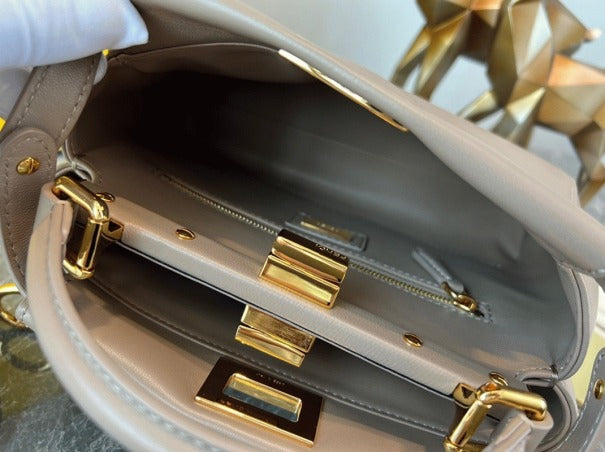 Boutique Quality || Fendi Peekaboo Mini Bag In Dove Grey Nappa Leather