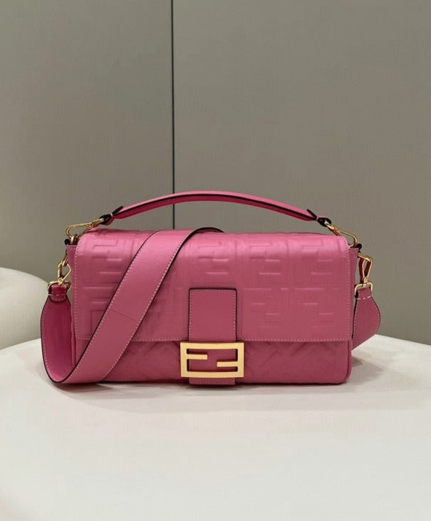 Boutique Quality || Fendi Large Baguette Bag In Pink FF