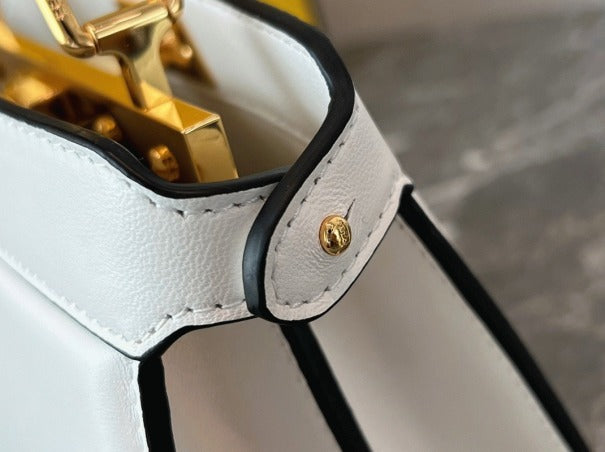 Boutique Quality || Fendi Peekaboo ISeeU Petite Bag In White Nappa Leather