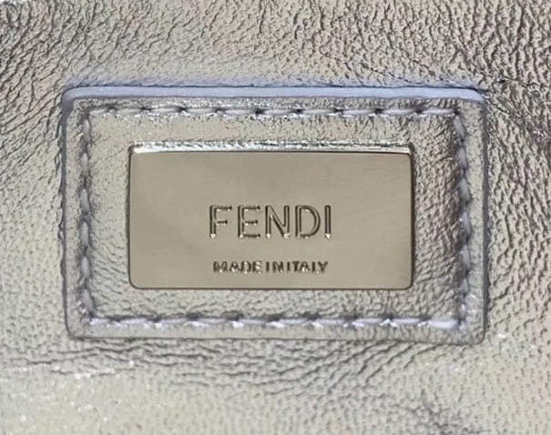 Boutique Quality || Fendi Peekaboo Mini Bag In Silver Metallic Lambskin