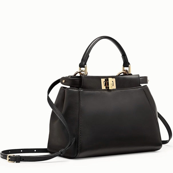 Boutique Quality || Fendi Peekaboo Mini Bag In Black Nappa Leather