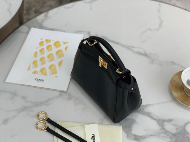 Boutique Quality || Fendi Peekaboo Mini Bag In Black Nappa Leather