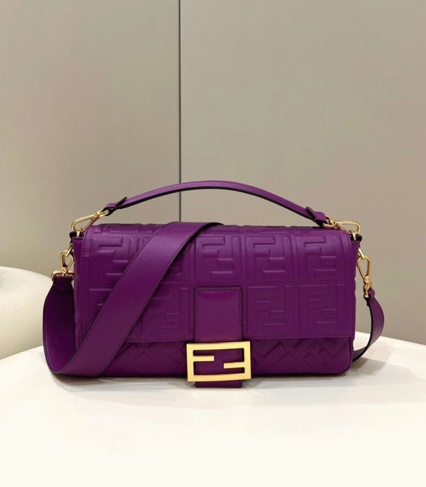 Boutique Quality || Fendi Large Baguette Bag In Purple FF